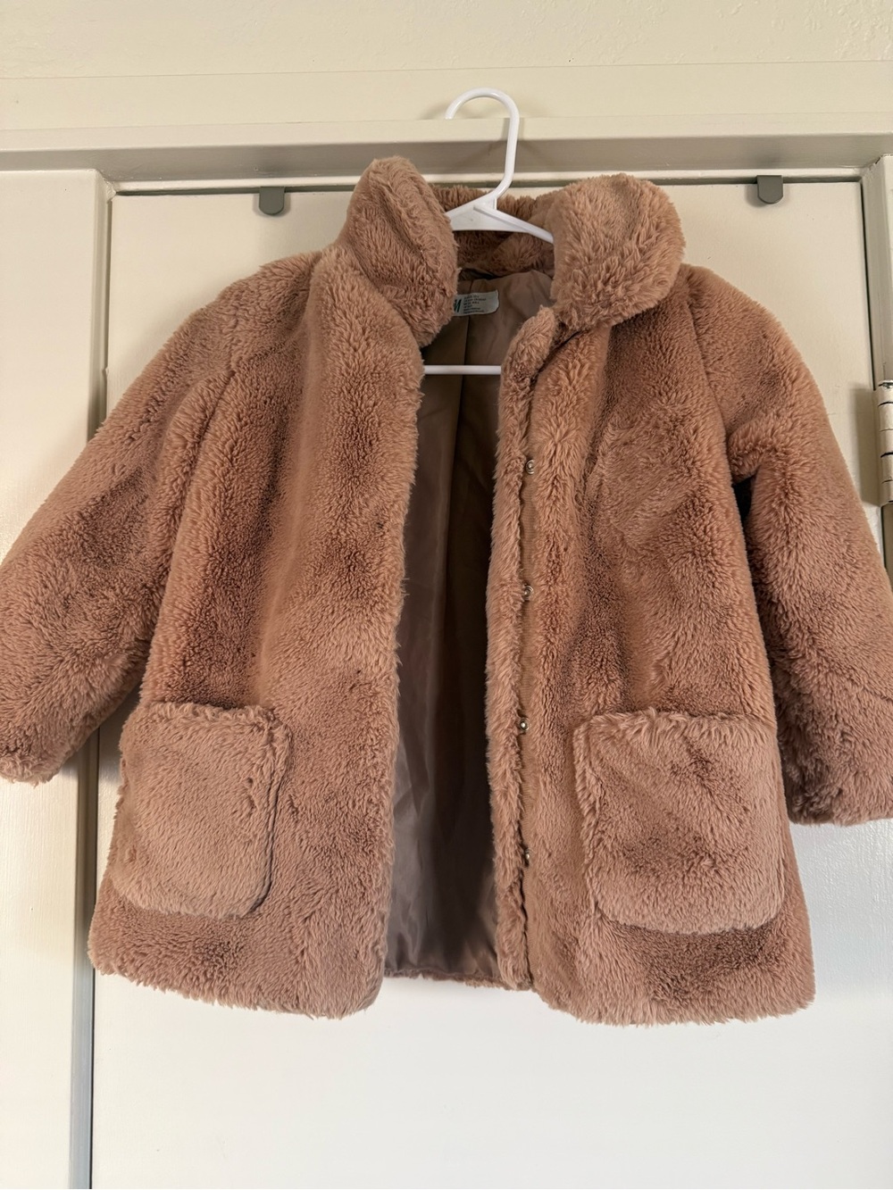H&M Plush Teddy Coat in Light Brown